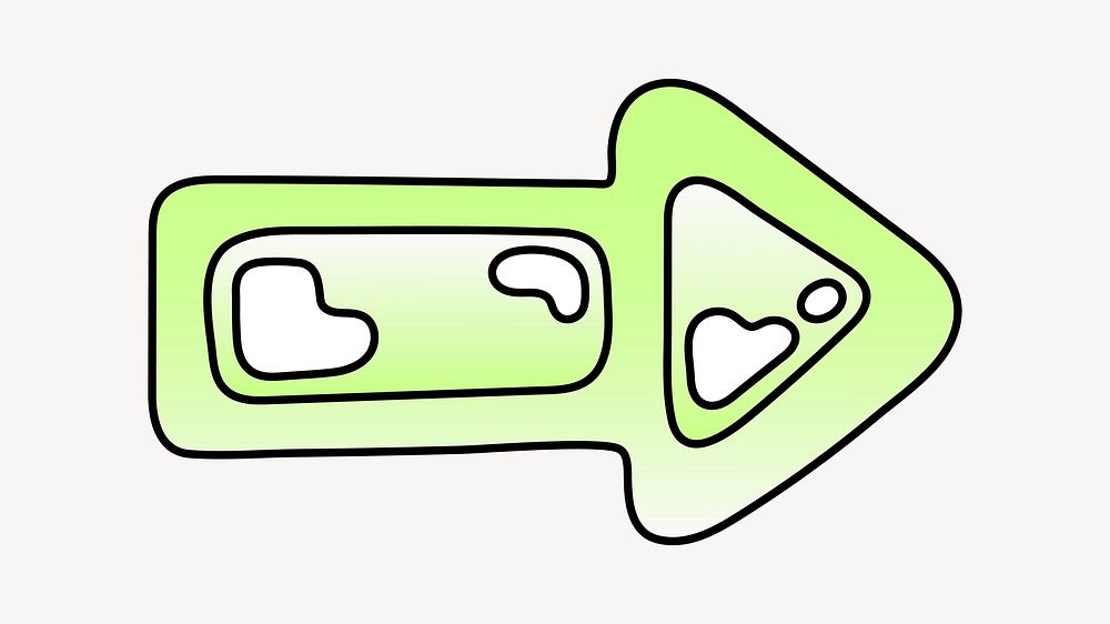 Arrow icon, funky lime green shape illustration