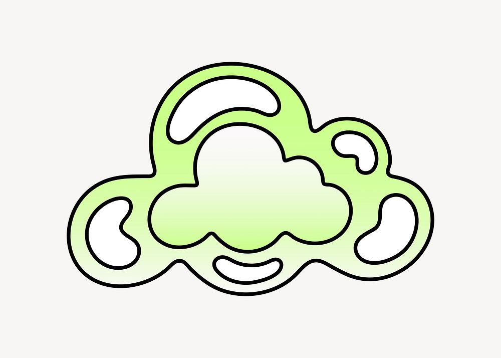 Cloud icon, funky lime green shape illustration
