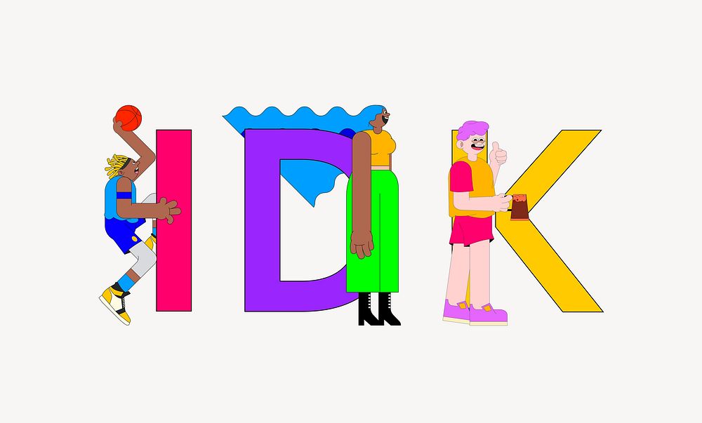 IDK word character font illustration | Free Photo Illustration - rawpixel