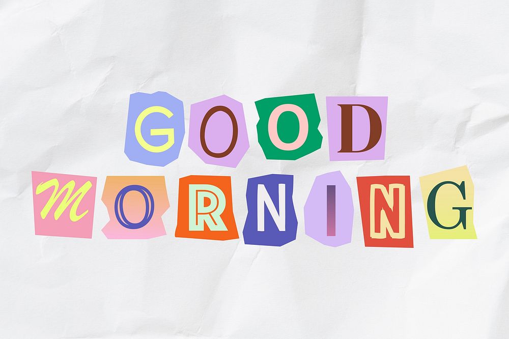 Good morning word in papercut illustration