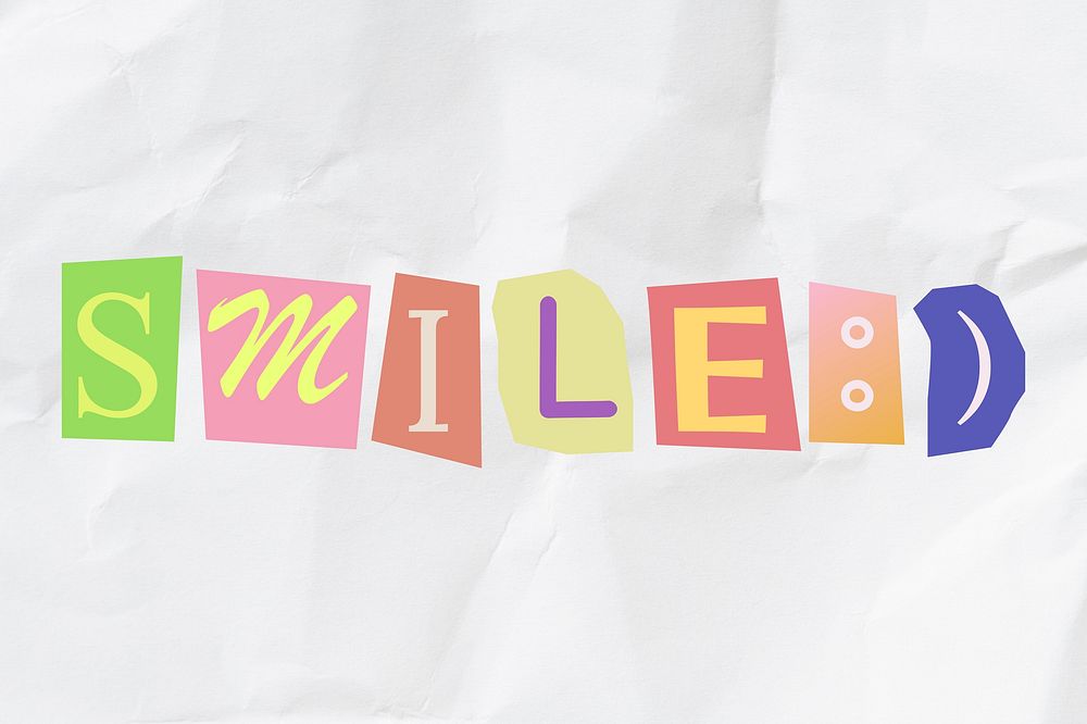 Smile word in papercut illustration