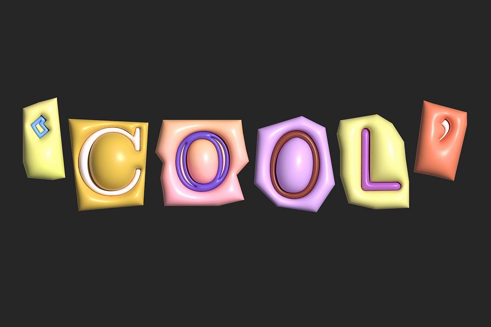 Cool word in colorful 3D alphabets illustration