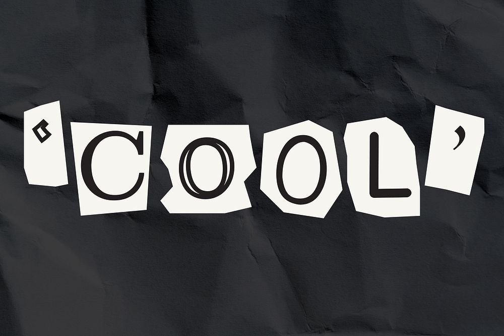 Cool  word in black&white papercut illustration