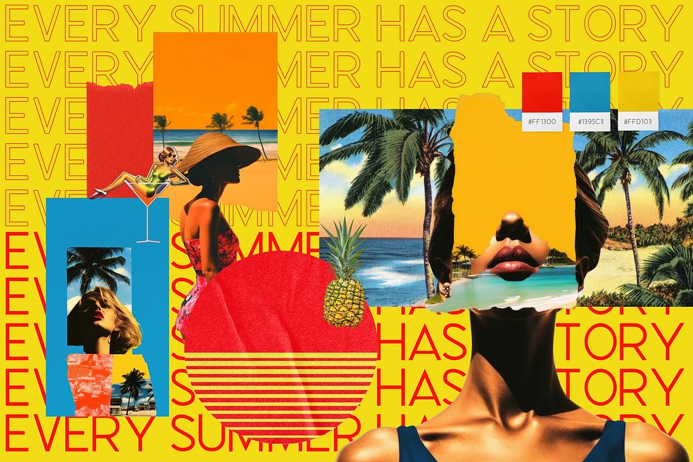 Colorful Summer mood board  collage
