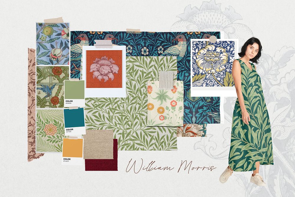 Fashion dress pattern mood board  collage