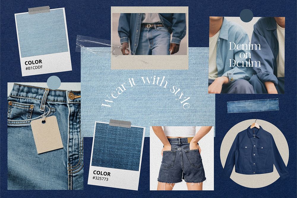 Fashion denim mood board  collage