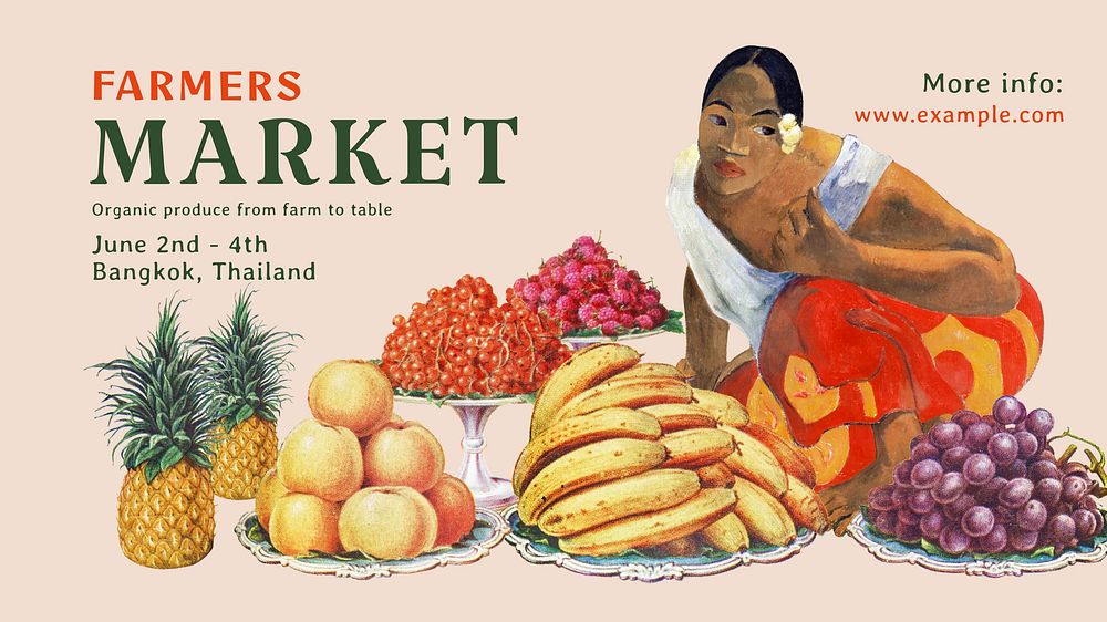 Farmers market blog banner template, Paul Gauguin&rsquo;s famous artworks, remixed by rawpixel.