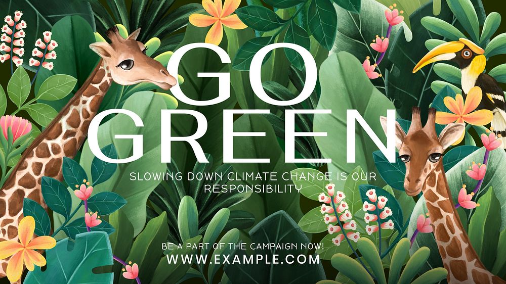 Go green blog banner template  hand-drawn nature