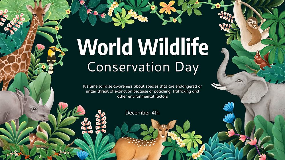 Endangered species blog banner template, editable hand-drawn nature
