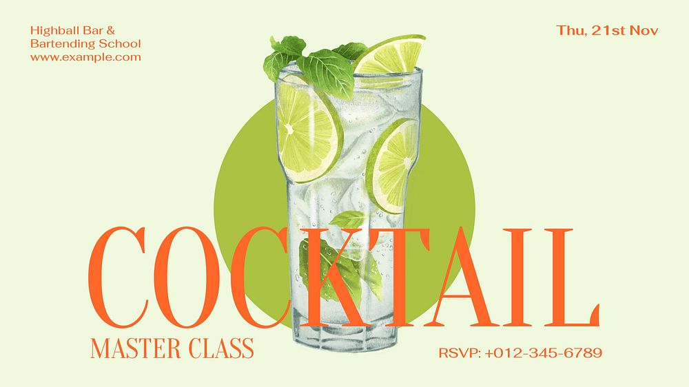 Cocktail class Facebook cover template  design