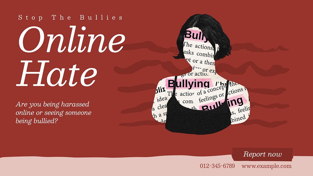Cyberbullying blog banner template  collage remix