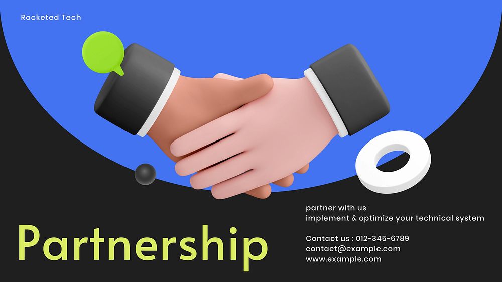 Business partnership blog banner template, editable 3d design