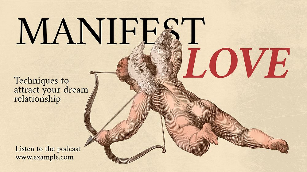Manifest love blog banner template  Art Nouveau design remixed by rawpixel