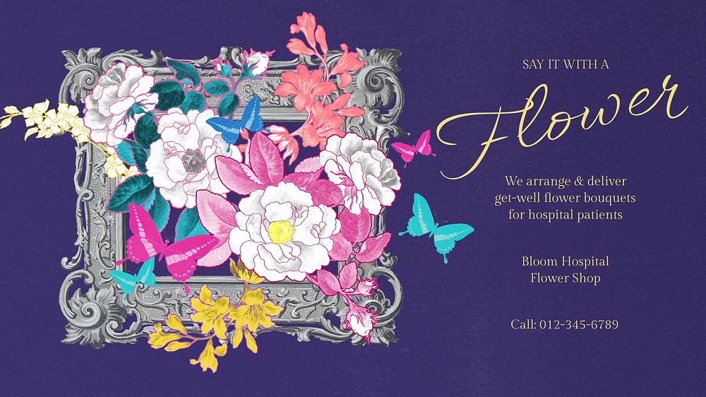 Flower shop blog banner template  Art Nouveau design remixed by rawpixel