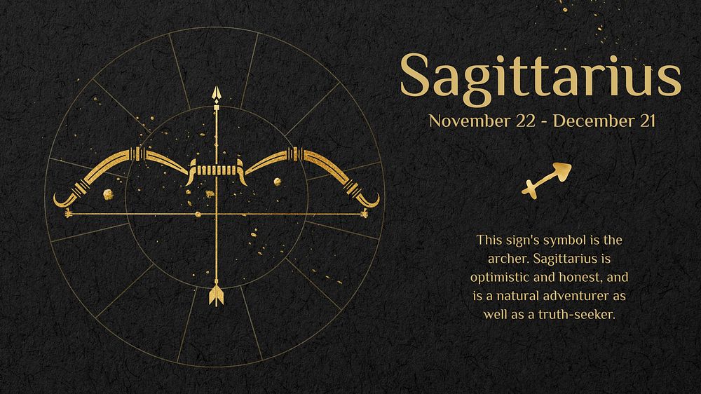 Sagittarius blog banner template  gold Art Nouveau horoscope sign remixed by rawpixel