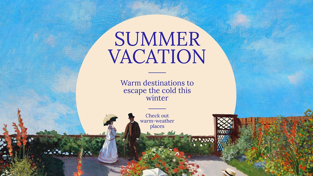 Summer vacation blog banner template. Artworks by Claude Monet.