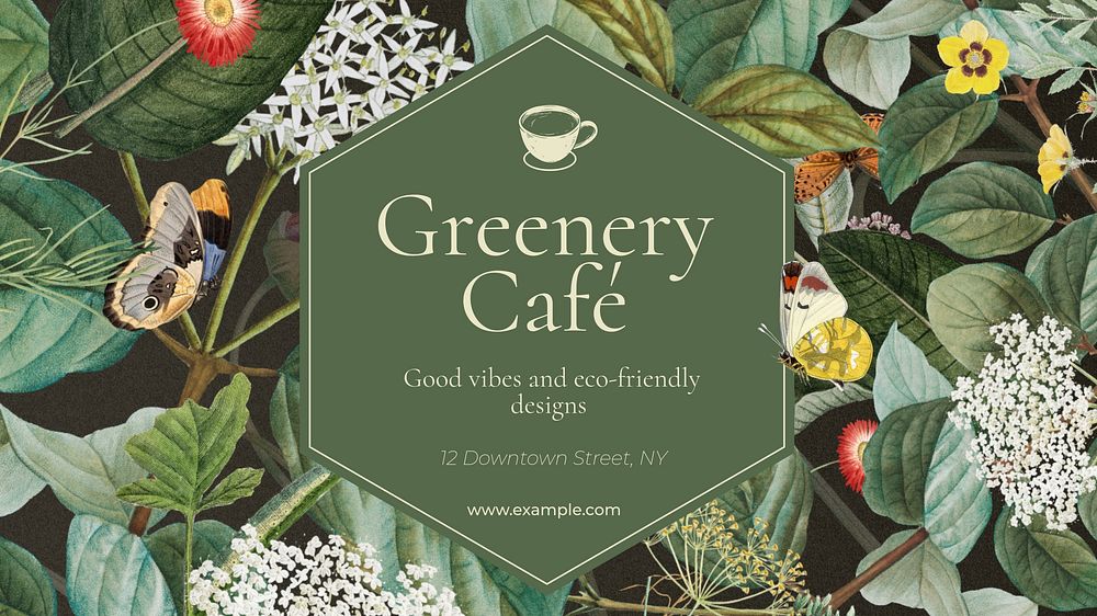 Green cafe blog banner template  design