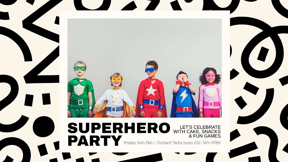 kids superhero party  blog banner template  
