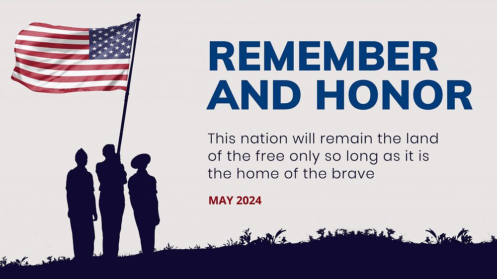 Memorial day blog banner template, editable text