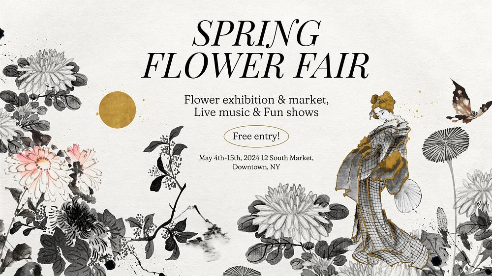 Spring flower fair poster template