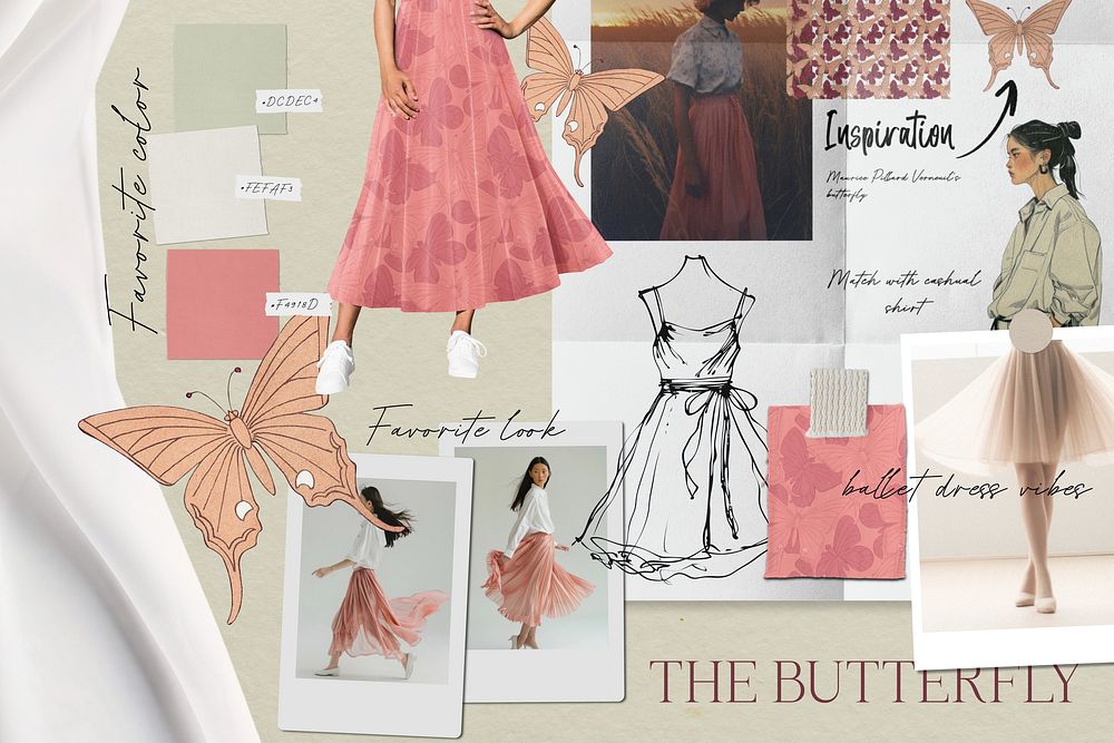 Butterfly fashion mood board  collage