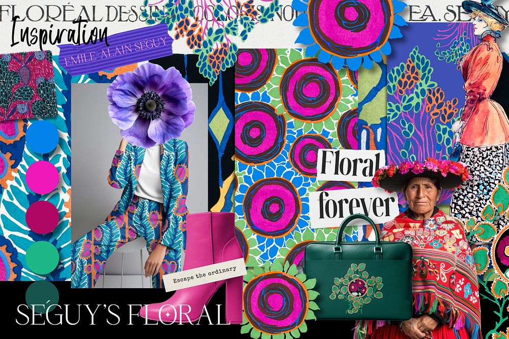 Flamboyant  floral mood board  collage