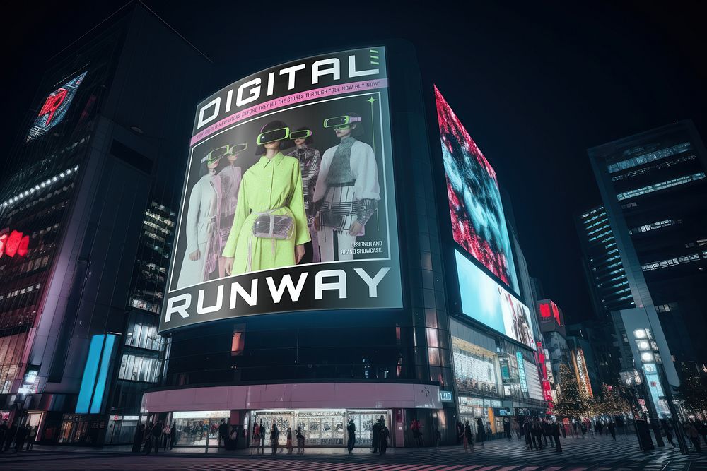 Downtown digital billboard sign mockup psd