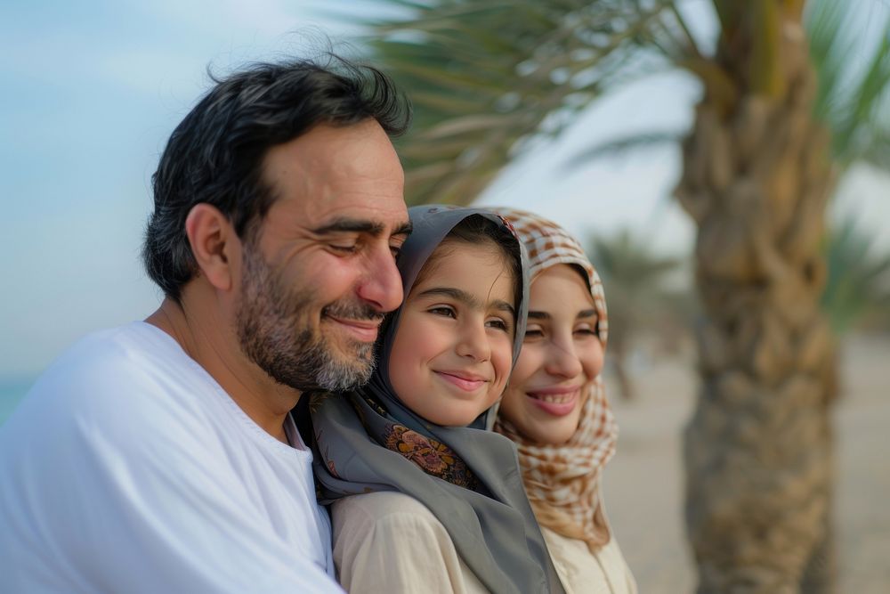 A happy Middle east family photography face portrait.