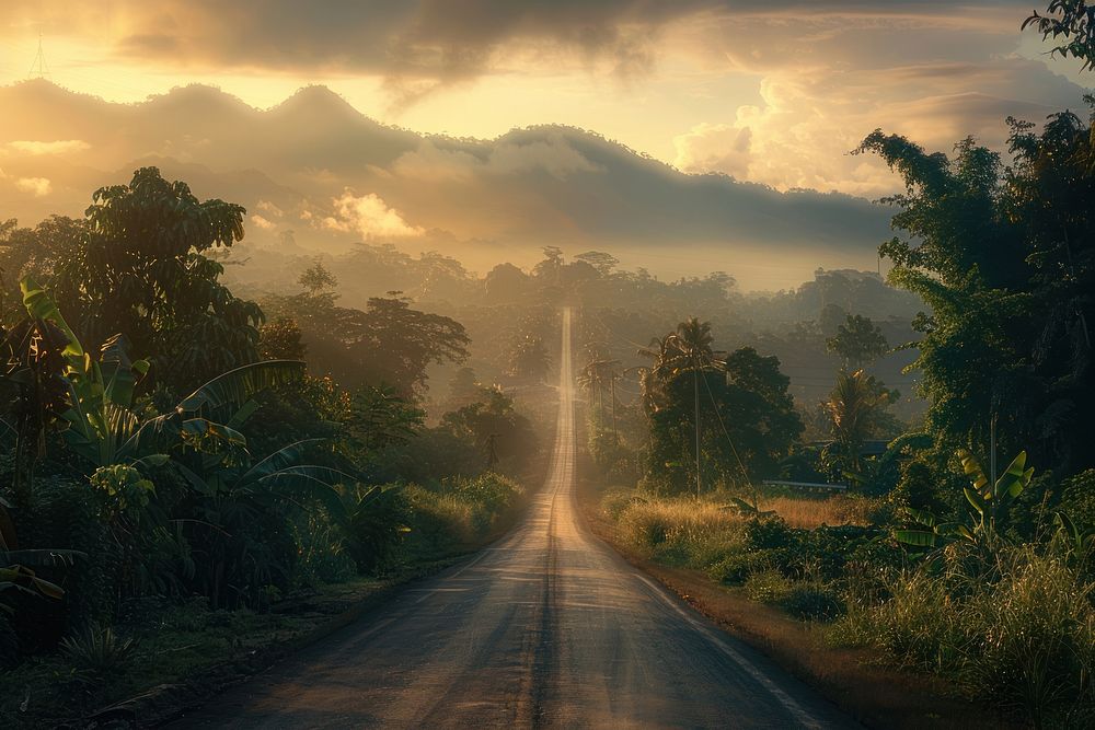 Indonesia landscape road vegetation.