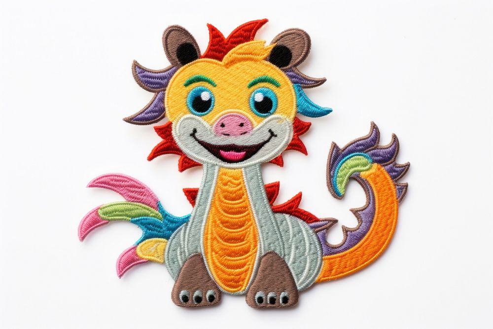 Felt stickers of a single chinese dragon embroidery handicraft applique.
