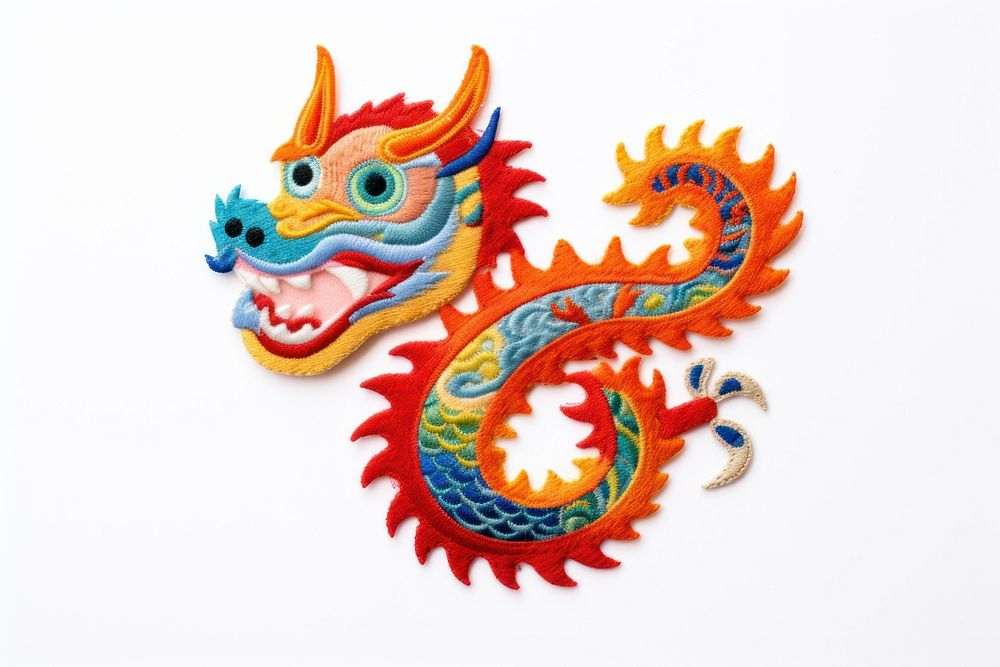 Felt stickers of a single chinese dragon pattern.