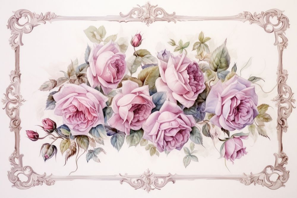Rose frame painting porcelain graphics.