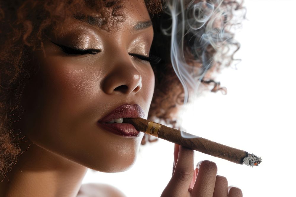 A woman with cigar smoking person female.