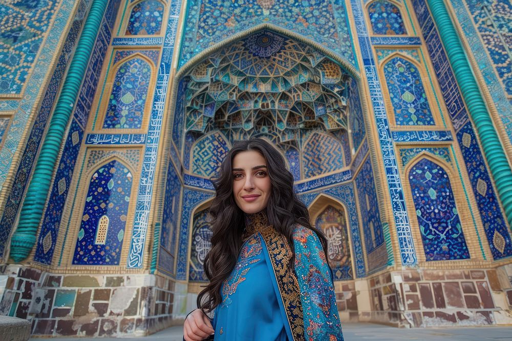 Middle east woman wearing an Iranian dress architecture building female.