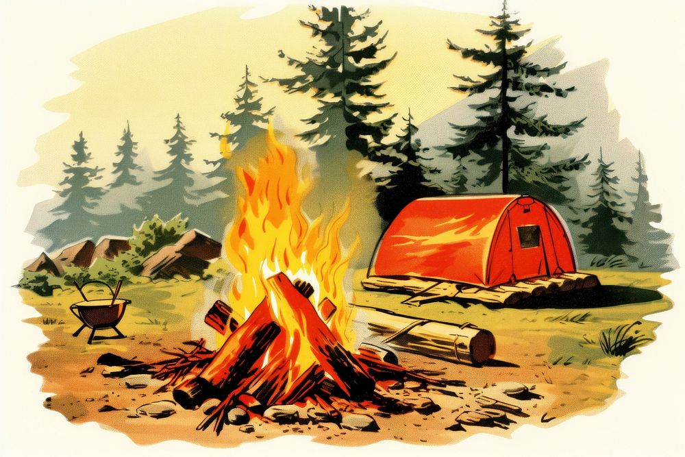 Fire outdoors camping bonfire. | Free Photo Illustration - rawpixel