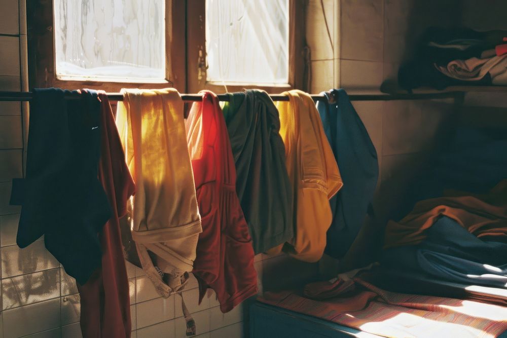 Photo of laundry furniture indoors female.
