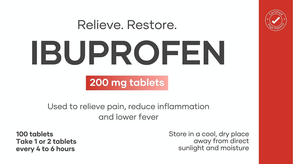 Ibuprofen label blog banner template