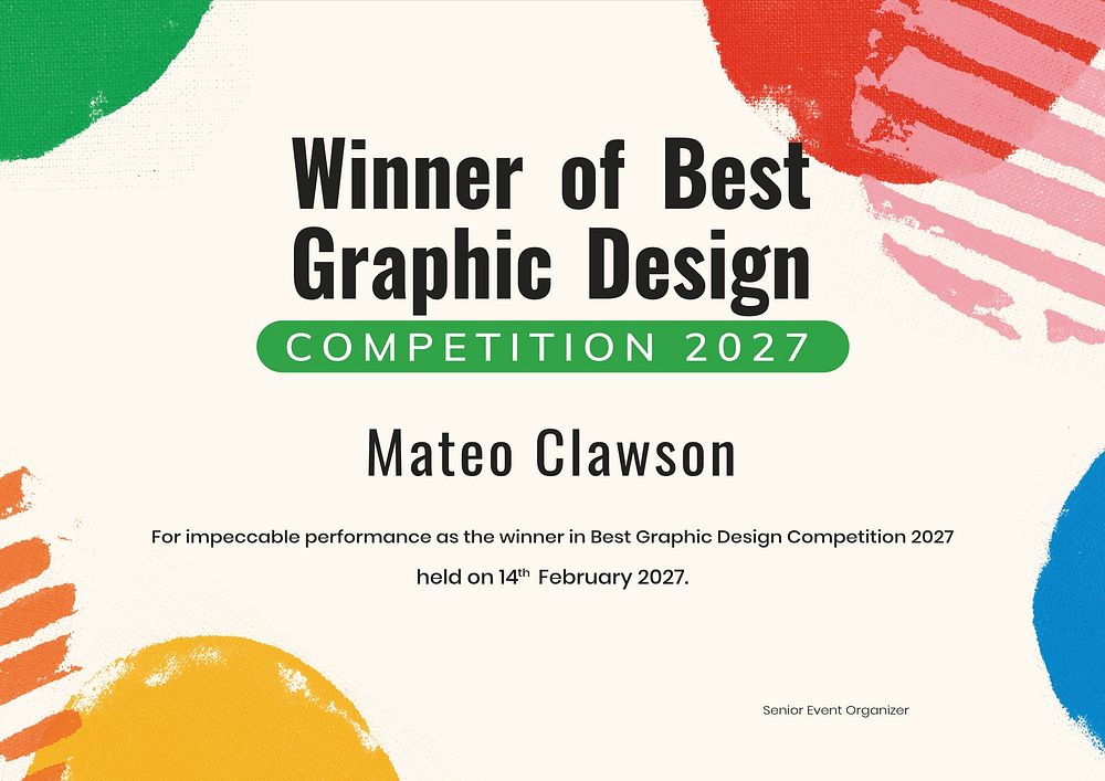 Customizable graphic design certificate template