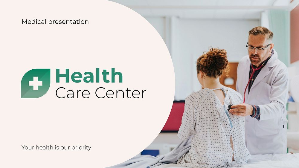 Healthcare center Powerpoint presentation template, hospital design set