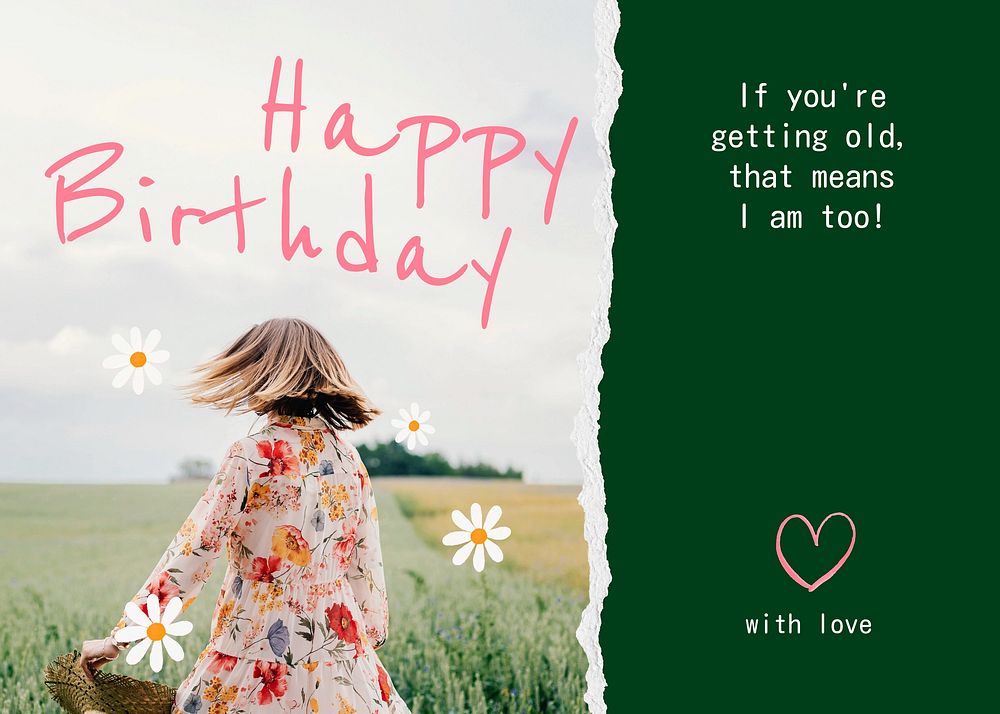 Spring birthday greeting card template, editable design