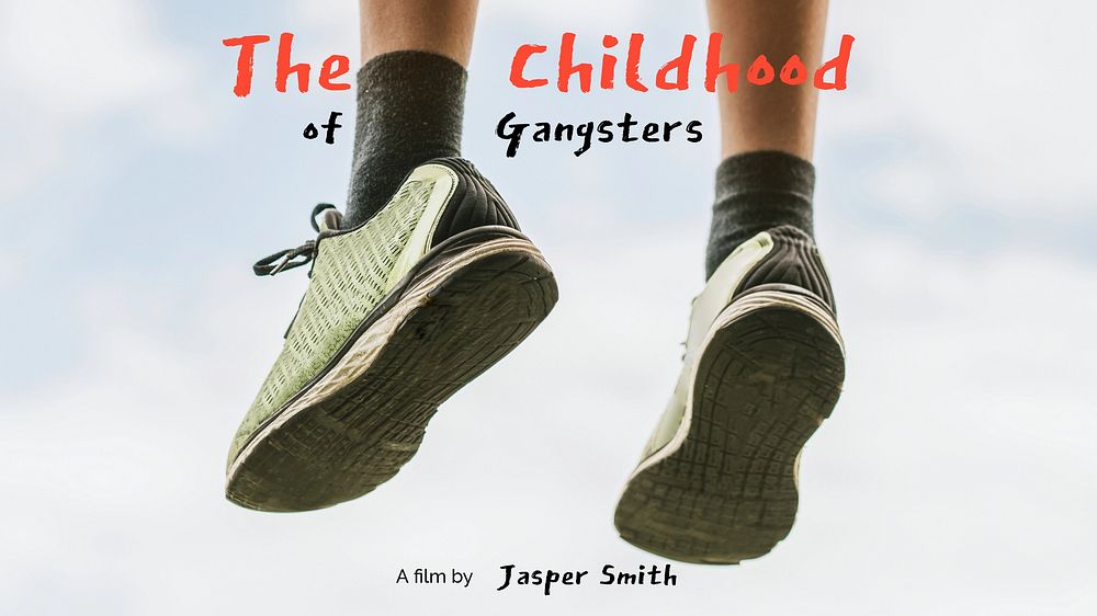 Childhood aesthetic YouTube thumbnail template, dangling feet with sneakers