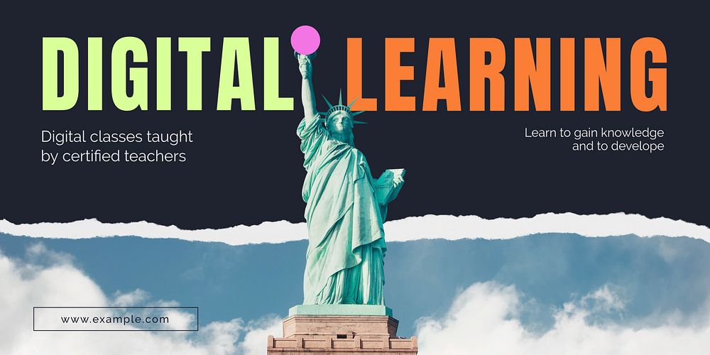 Digital learning Twitter post template, Statue of Liberty photo
