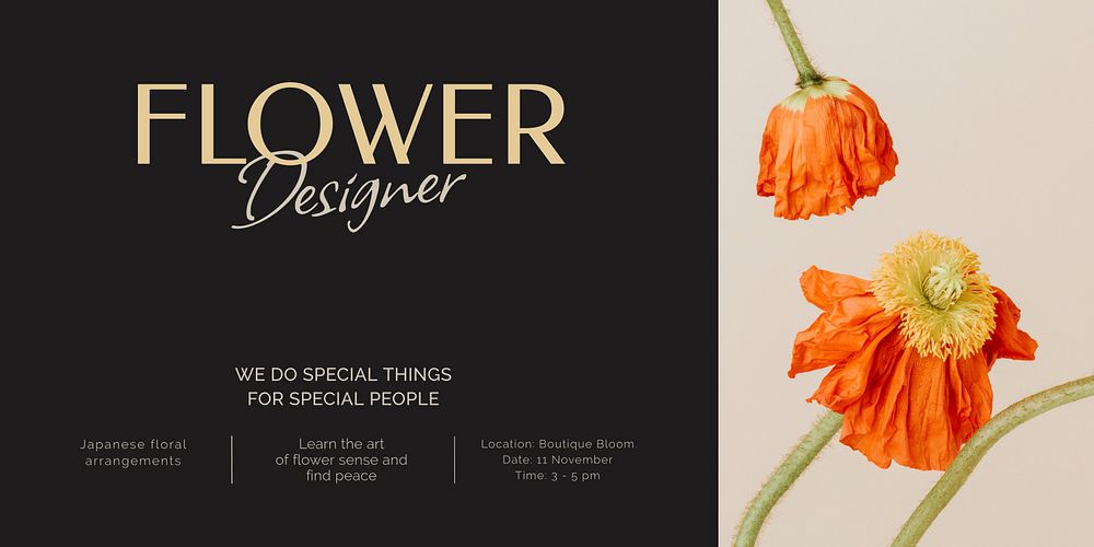 Flower designer Twitter post template, event advertisement