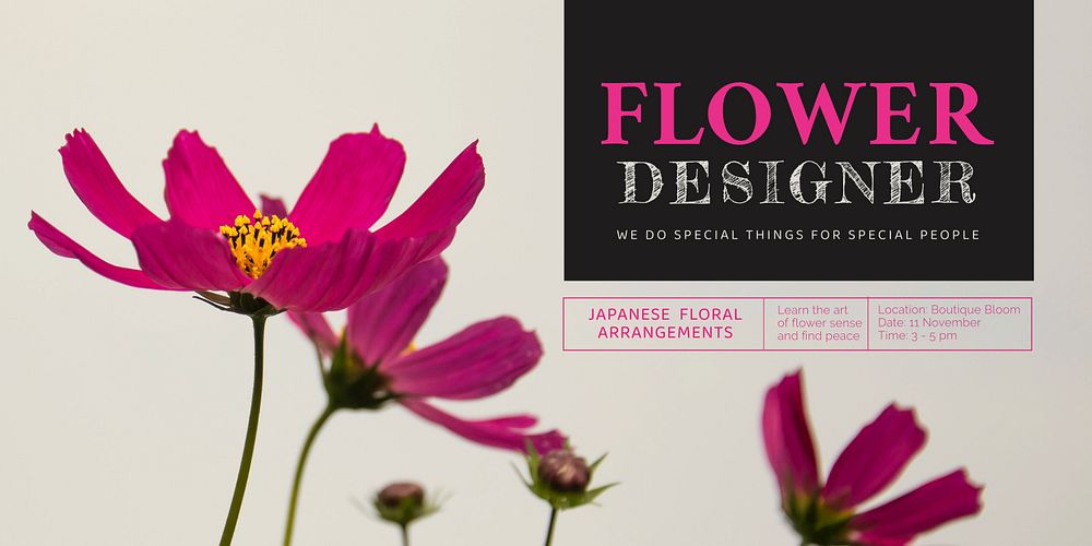 Aesthetic flower Twitter post template, event advertisement
