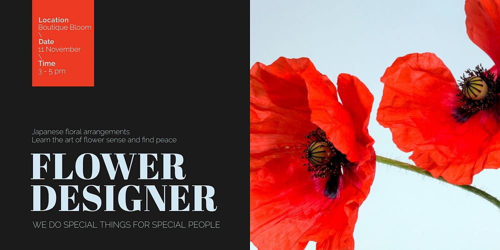 Aesthetic flower Twitter post template, event advertisement