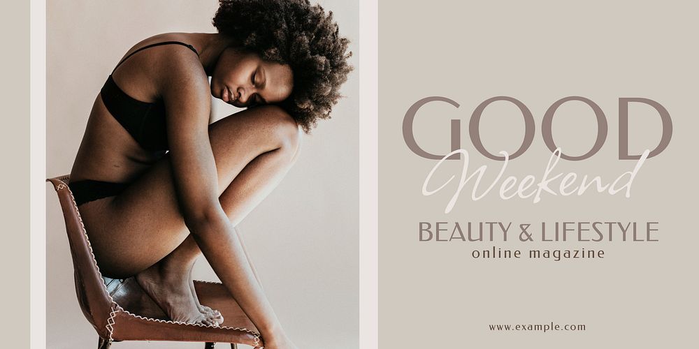 Beauty, lifestyle Twitter post template, online magazine ad