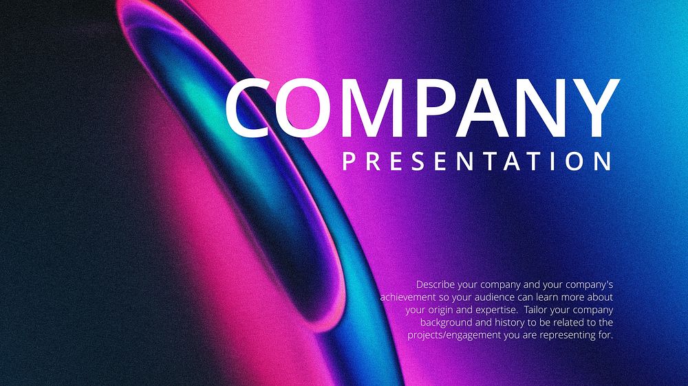 Neon fluid PowerPoint presentation template, purple aesthetic