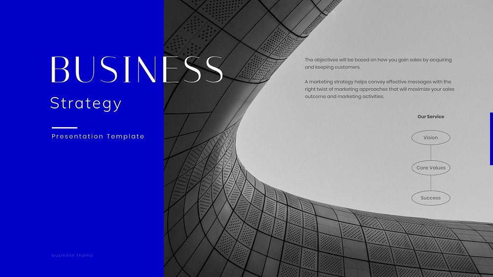 Business strategy YouTube thumbnail template blue modern design