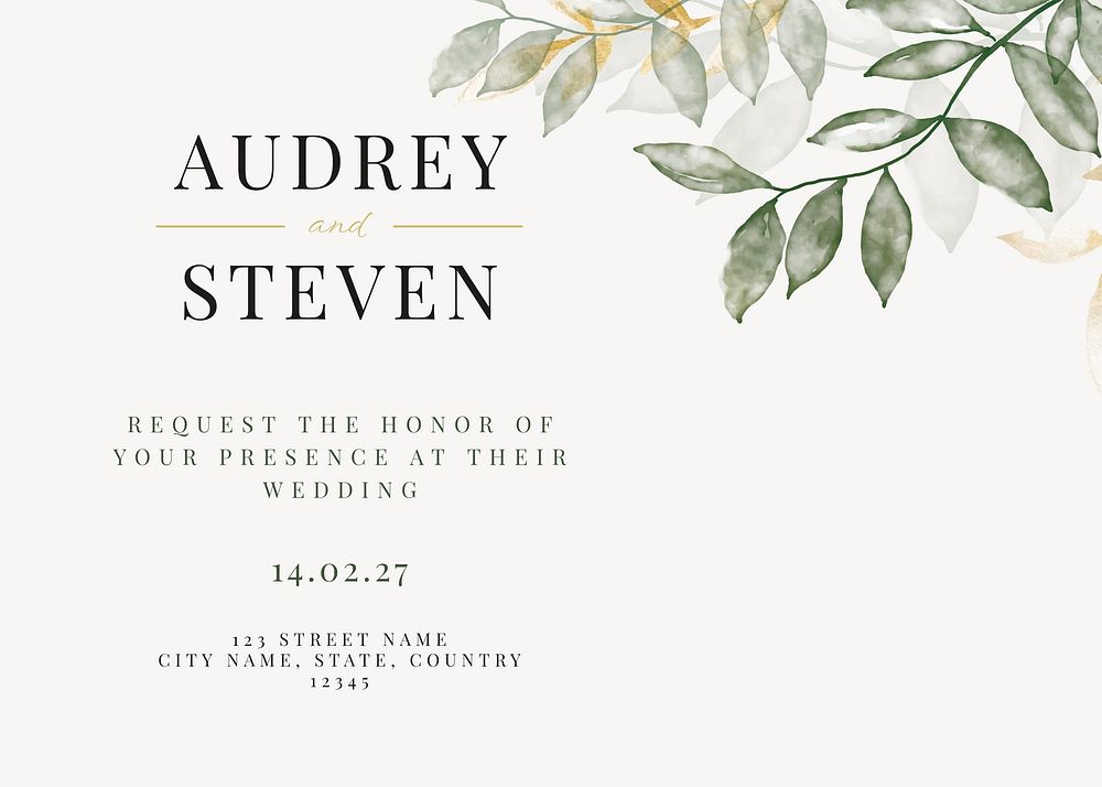 Eco wedding invitation card template  design