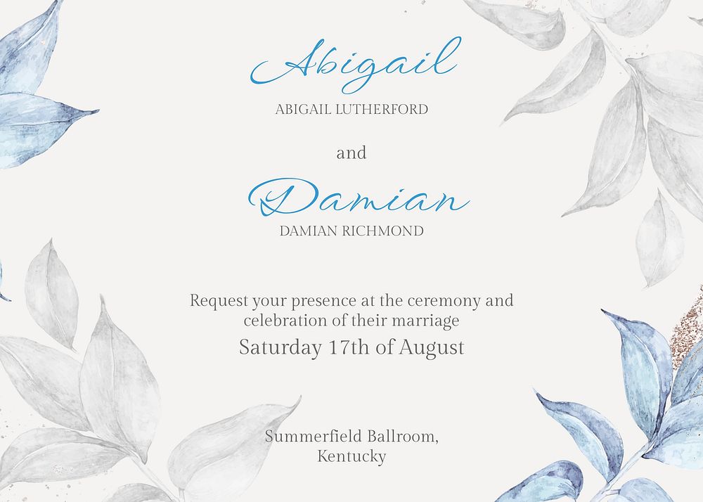Aesthetic wedding invitation card template, editable design